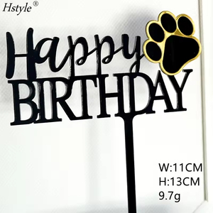 Topper de gâteau d'anniversaire Hstyle avec patte de chien pour Let's Pawty Thème Enfants Garçons Filles Anniversaire Chiot Chien Os Gâteau Pick Décorations - Product Image 4