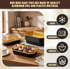 Contenedor Rectangular Desechable de Papel Aluminio Negro Dorado con Tapa, Bandeja de Papel Aluminio para Empacar Alimentos para Llevar - Product Image 5