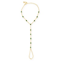 FUAMAY Bijoux et Accessoires pour Femmes Vente en Gros Maxine Bracelet Chaîne de Main avec Perles et Zircons Cubiques Blancs, Verts et Bleus, Style Fin pour Femme