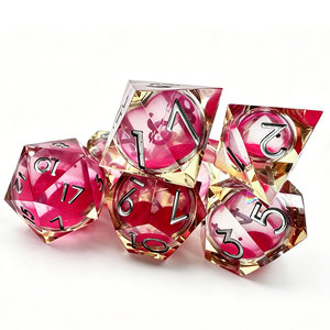 Transparent Red Fluid Chamber Sharpened Resin RPG <b>Dice</b> White Numerals Custom Gift Packaging For Game Retail Stores - Product Image 3