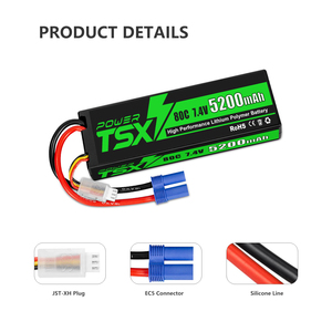 TSX Power 7.4V 80C 5200mAh 2S RC Lipo Batterij Harde Kist Met EC5 Stekker voor 1/8 1/10 RC Voertuigen RC Auto Truck Tank X-Maxx Buggy - Product Image 5