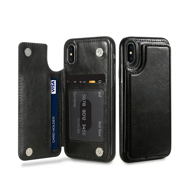 Dompet Kulit Case untuk iPhone X Max XR 10 Multi Card Pemegang Pu Flip Case untuk iPhone X 6 6 S 7 8 PLUS