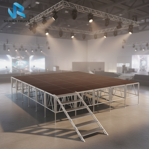 Plateforme de scène en alliage d'aluminium antidérapante noire 4x4 pieds, design double couche élégant pour concert DJ, capacité de charge de 750 kg, utilisation en extérieur - Product Image 3