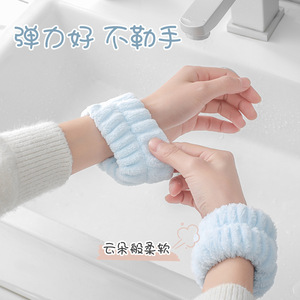 Soft Coral Fleece Sweatband Headband For Women Multi Functional Wristband Hair Tie Keep Warm Exercise Accessory White Pink Blue - Product Image 5