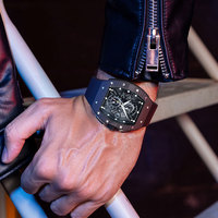 Montre mécanique chronographe fonctionnelle Bonest Gatti pour hommes, cristal saphir, cadran lumineux, bracelet en silicone de haute qualité BG9007
