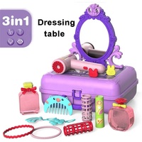 Kit d'habillage de maison de jeu 3 en 1 pour enfant, camion dinosaure à friction, jouet pour boutique de beauté, ensemble de maquillage pour fille