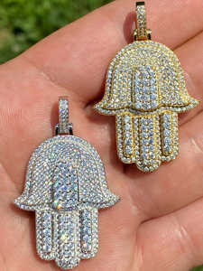 Colgante Hamsa de Hip Hop Personalizado, Plata, Unisex, Joyería Moderna para Fiestas, Venta al por Mayor, Estilo Clásico de Lujo, Colgantes de Moissanita 1.90 - Product Image 4