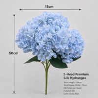 Bunga Hydrangea Besar 5 Cabang, Bunga Sutra Lembut Realistis untuk Dekorasi Pernikahan, Wisuda, Hari Valentine & Acara Thanksgiving