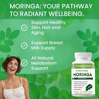 Suppléments à base de plantes Capsules de Moringa 500 MG Soutenir le système immunitaire et le métabolisme Capsules de feuilles de Moringa Superfood vert