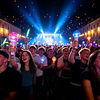 Prix d'usine, logo personnalisé, matériau ABS PP, fournitures pour concerts de musique, événements de Noël, vente en gros en vrac, bâton lumineux sphérique en acrylique