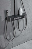 Support contemporain de haute qualité en laiton thermostatique et corps en PPA ensemble de douche de salle de bain gris pistolet à 4 poignées
