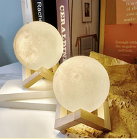 Lampe de chevet LED petite et décorative, peinte à la main, motif lune, pour chambre à coucher