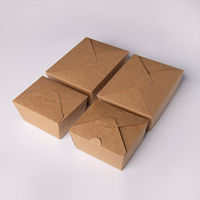 Biologisch afbreekbare wegwerp takeaway doos van kraft, opvouwbare lunch bento container met lipje, OEM aangepaste logo, groothandel, eco-vriendelijke voedselverpakking