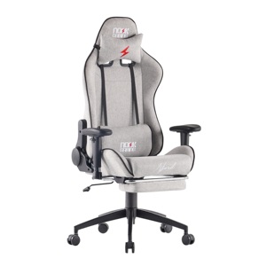 Ergonomic Grey Gaming Chair Fabric Swivel Chair with <b>Footrest</b> & Cold Cure Foam Reclining & Revolving Features for Gamers - Product Image 6