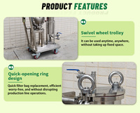 Boîtier de filtre à sac mobile en acier inoxydable SUS316 0,8 MPa 3 T/H pour huile, eau, produits chimiques avec anneau à ouverture rapide