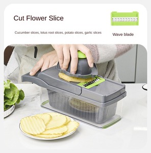 Mandoline Manuel 14 en 1 à Succès en Plastique et Métal, Râpe à Fruits, Trancheuse d'Oignons, Hachoir de Cuisine pour Ail - Product Image 5