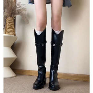 Botas Largas de Mujer con Punta en Pico, Tacón Grueso de Cuero de Alta Calidad, Cierre de Cremallera, por Encima de la Rodilla, Novedad 2026 - Product Image 2