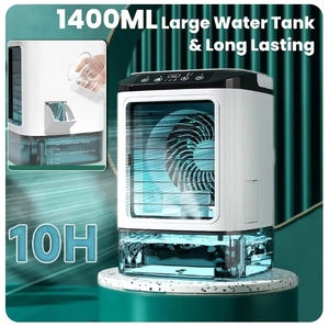 Moderno Aire Acondicionado Portátil Seguro, Ventilador de Escritorio con Doble Pulverización, Atomización Ultrasónica, 3 Velocidades, Silencioso, Enfriador de Aire, Luz Nocturna Eléctrica - Product Image 4