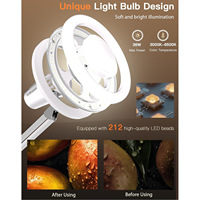 Lampe sur pied LED 36W avec bras flexible, lampe circulaire bicolore, base robuste, alimentation USB, luminaire de salle de bain réglable DIY