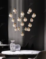 2022 Hot selling Modern Minimalist Style Decken leuchte Glas Bubble Ball Perlen Hängende Perle Kronleuchter Wohnzimmer Treppen lampen