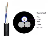 Kabel Serat Optik FTTH Luar Ruangan Tipe Drop Round Mini ADSS 2 4 6 8 12 Core ASU 12FO 100M Span Kabel Serat Optik Udara 1KM 2KM