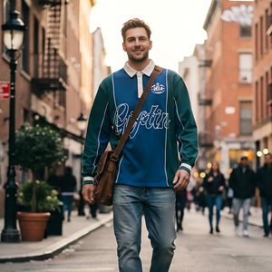 Uniforme de Fútbol Personalizado al por Mayor OEM, 100% Algodón, Polo de Manga Larga con Estampado Completo, Ropa Deportiva Informal, Jersey de Fútbol Americano - Product Image 3