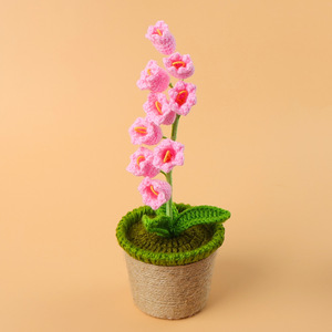 Decoração <span class=keywords><strong>home</strong></span> tecido flores falsas buquê Fio de lã grande lírio do vale vaso planta de malha <span class=keywords><strong>artificial</strong></span> tricô flor - Product Image 5