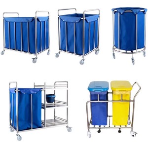 Stainless Steel Three Layer <b>Nursing</b> Cart With Linen <b>Bag</b> And Waste Bucket For Hospital Use - Product Image 4