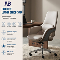 Chaise de bureau de direction moderne de luxe à dossier haut en cuir PU, ergonomique, pivotante, avec base chromée, pour la maison, le bureau, l'hôtel, la chambre et le salon