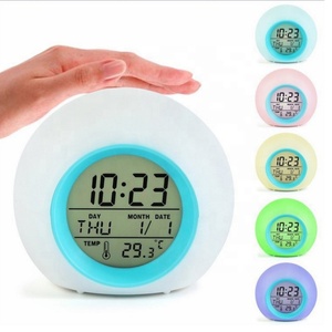 Đồng Hồ Báo Thức Chất Lượng Đèn Led Thay Đổi Nhiều Màu Sắc Thiết Kế Mới Cho Trẻ Em Trẻ Em Sáng Tạo Tròn Fancy Dạ Quang Lịch Âm Thanh Tự Nhiên - Product Image 2