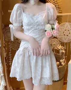 Vintage Renaisans Cottagecore Fairycore Floral Aline Gaun Prom Malam Estetika Musim Panas Gaun Pakaian Tingkat Lanjut