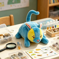 Peluches personnalisées en forme de chat, visage bicolore, jouet doux et moelleux, style anime, décoration d'étagère, ornement, vente en gros pour les acheteurs de jouets
