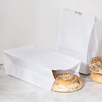 Sac en papier kraft blanc jetable SP5275, résistant à la graisse, impression personnalisée, taille personnalisée pour l'emballage alimentaire à emporter des boulangeries