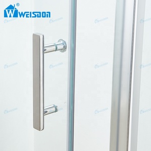 Puerta Pivotante para Baño <span class=keywords><strong>de</strong></span> Hotel o Villa, Certificada por SGCC, Cuadrada, <span class=keywords><strong>de</strong></span> Aluminio Cromado, con Marco <span class=keywords><strong>de</strong></span> Vidrio Templado <span class=keywords><strong>de</strong></span> 6mm - Product Image 4