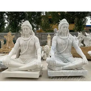 Modern outdoor decoration large hand carved white lord shiva marble statue prices