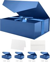 Boîte cadeau de luxe à fermeture magnétique avec ruban en satin, boîte cadeau rigide pliable avec carte de vœux et enveloppe pour cadeau de fête