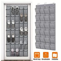 Organisateur de chaussures à suspendre sur la porte, 24 grandes poches en maille respirante, support de rangement suspendu, sac de rangement gain de place pour placard