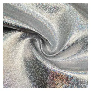 245gsm thick 4 way stretch fabric silver foil laser printed 88% polyester 12% spandex fabric for sportswear