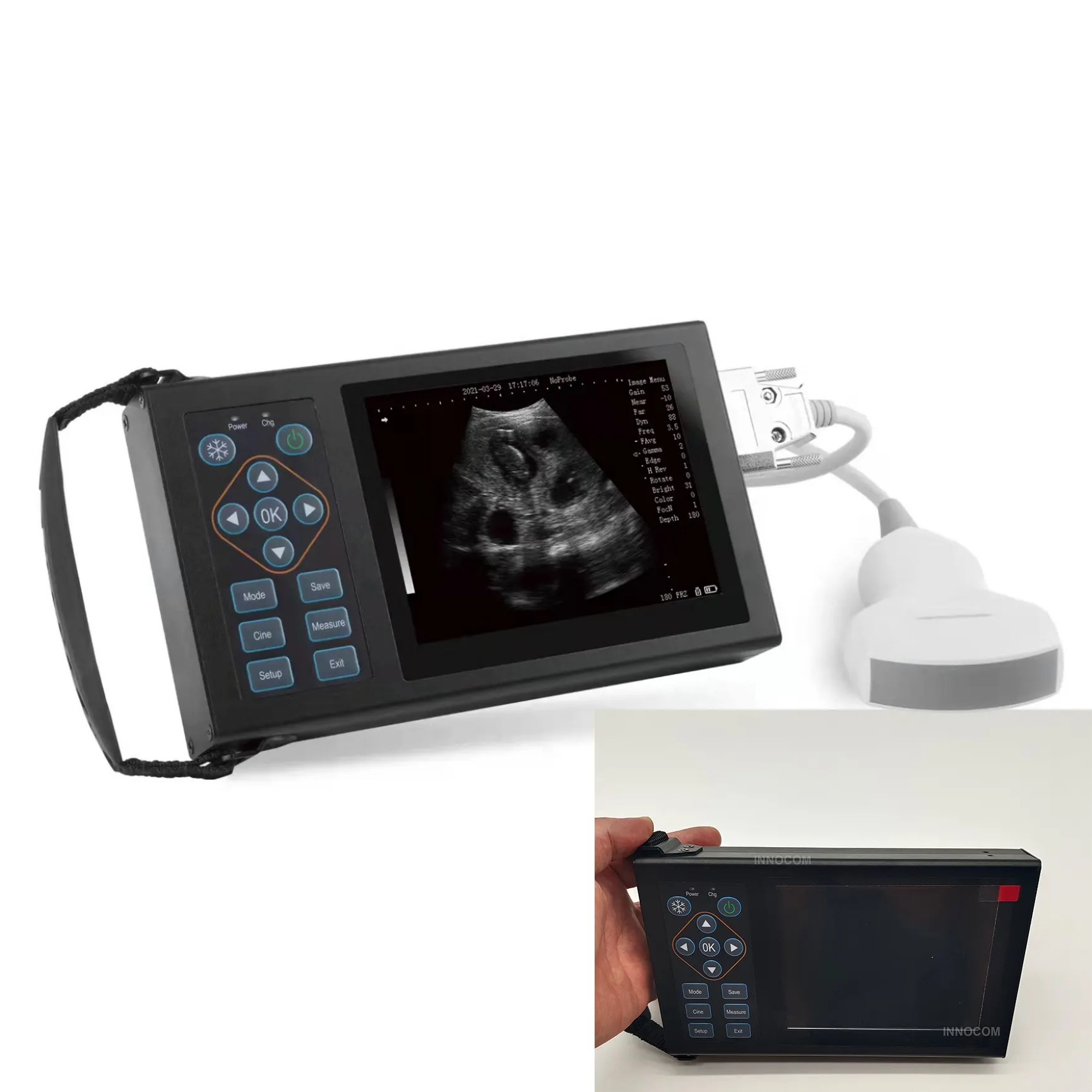 Equipo de sonda de ultrasonido veterinario, portátil, máquina de fisioterapia digital