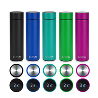Botella de Agua Deportiva Aislada al Vacío de Acero Inoxidable 304 de Alta Calidad, Moderna, de 350 ml y 500 ml, con Tapa con Pantalla LED, Venta al por Mayor