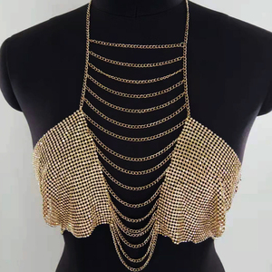 Hot Selling Fashion <strong>Gold</strong> Body <strong>Chain</strong> Ladies Nightclub Party Beach Bikini Luxury Sexy Rhinestone <strong>Top</strong> Women Tassel Body <strong>Chain</strong> - Product Image 1