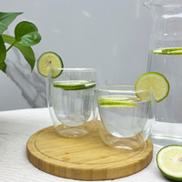 Mug en verre borosilicate à double paroi de 200 ml, transparent, écologique, moderne, avec logo personnalisé, pour les fêtes, pour boire de l'eau ou du café