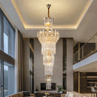 Lustre moderne de luxe léger pour escalier rotatif, AC 220V LED, pour plafond haut, villa, duplex, salon, cristal haut de gamme