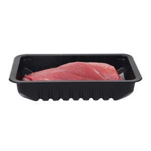 Bandeja Desechable de Plástico PP Negro de 3.5mm de Grosor, para Alimentos Frescos en Caja, con Cierre, para Almacenamiento de Productos Secos, Reciclable, Estampada, 1812-3.5 - Product Image 1
