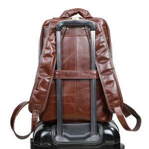 Sac à dos pour ordinateur portable en cuir véritable vintage Customniucunzh, grande capacité, imperméable, sac à dos de voyage pour homme, sac à dos en cuir - Product Image 4