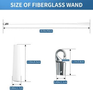 2'li Paket Karartma Perdesi Fiberglas Çubuk, Kancalı Tutucu ve Eğme Açıcı, Pencereler, Perdeler ve Kapılar için (43 cm) - Product Image 2
