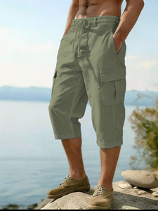 Pantalon court décontracté ample et respirant <span class=keywords><strong>pour</strong></span> <span class=keywords><strong>homme</strong></span>, <span class=keywords><strong>en</strong></span> coton et <span class=keywords><strong>lin</strong></span>, avec plusieurs poches, nouvelle collection de haute qualité - Product Image 2