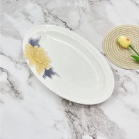Assiettes ovales en mélamine A5 de haute qualité, vaisselle en plastique écologique avec motif floral pour les hôtels