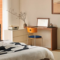 Coiffeuse avec miroir rabattable, meuble de chambre en bois, commode à six tiroirs offrant un grand espace de rangement, mobilier de maison