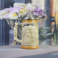 Verre à vin/bière en porcelaine traditionnelle allemande classique de 550 ml, résistant au lave-vaisselle, avec poignée, écologique, réutilisable - Promotionnel